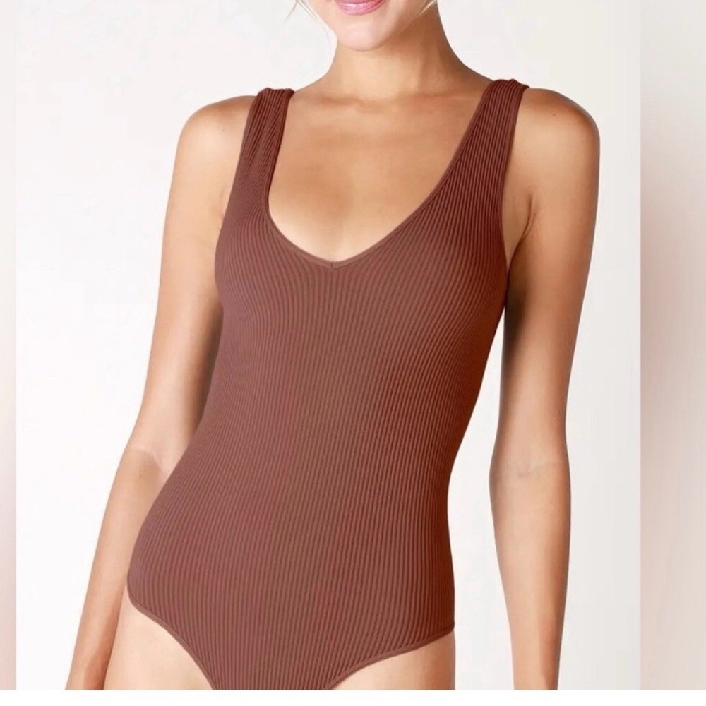 Abercrombie & Fitch Brown Ribbed Bodysuit